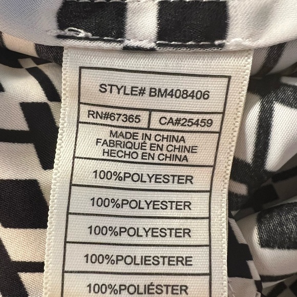 Steve Madden Size 4 Sula Black White Geometric Print Long Sleeve Midi (0447) - Picture 13 of 13